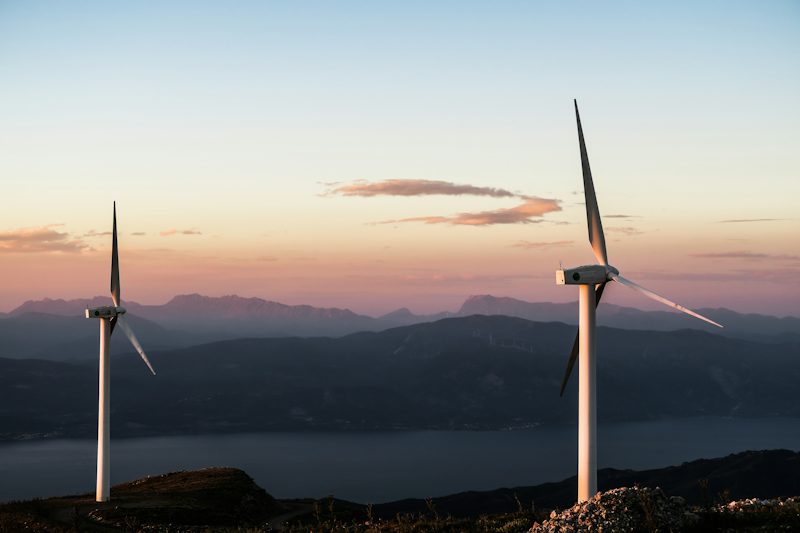 Solar and renewable energy infrastructure at sunset