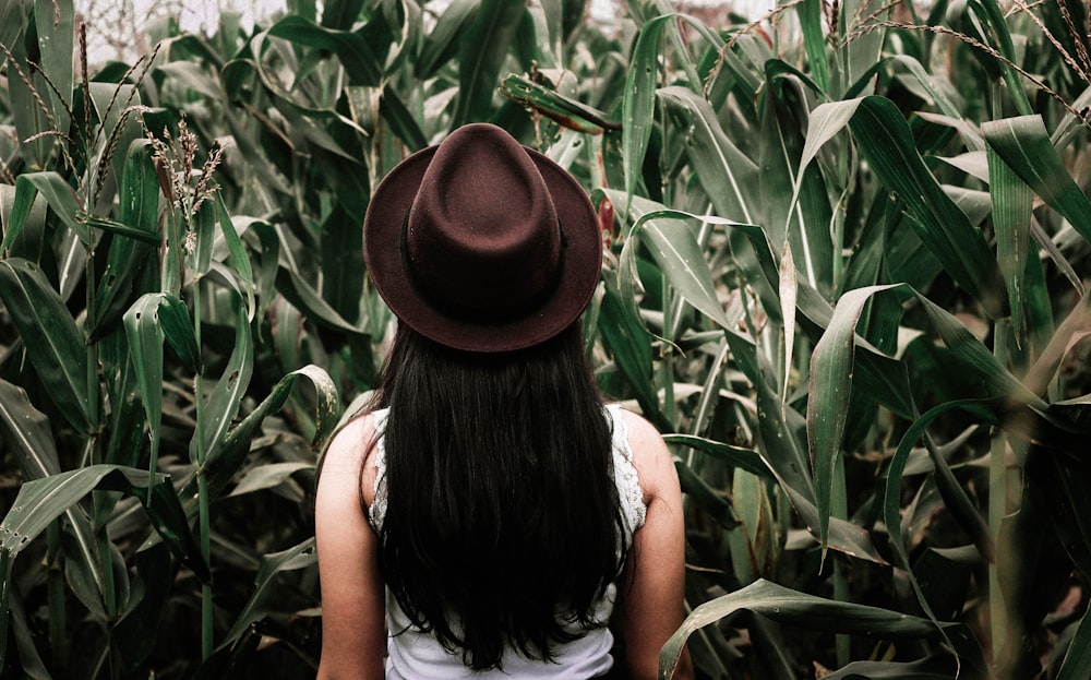 woman in photo shoot with plants background