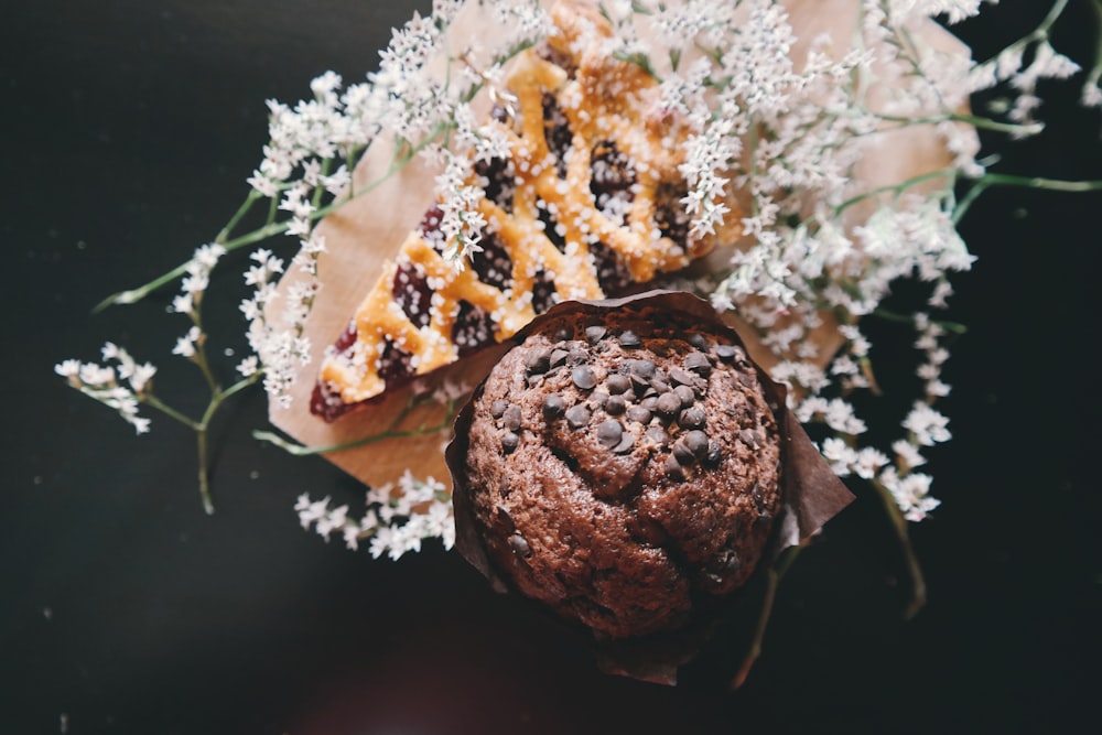 baked cookie near sliced pie