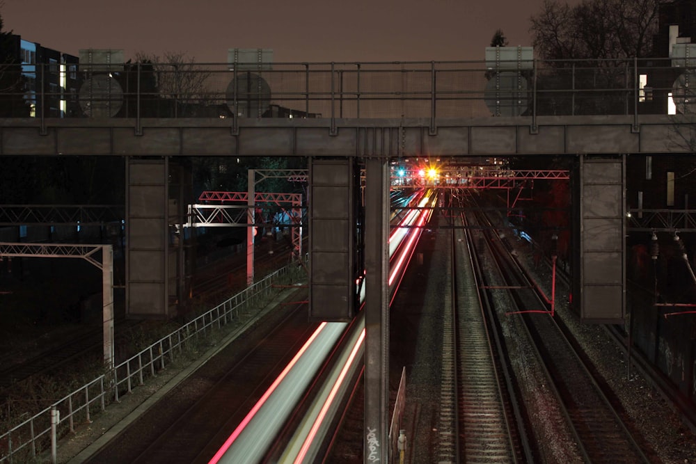 timelapse photography of train