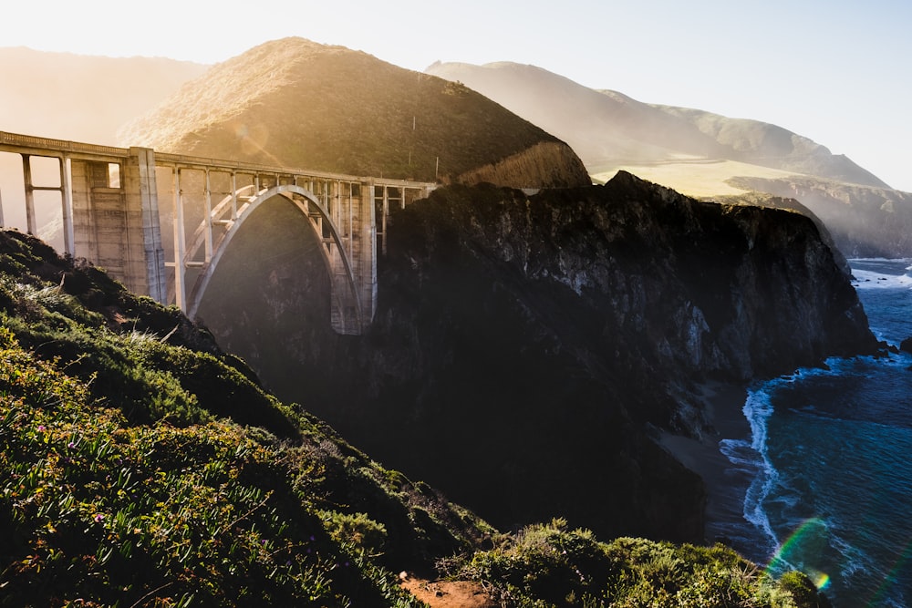 bridge and rock mountain