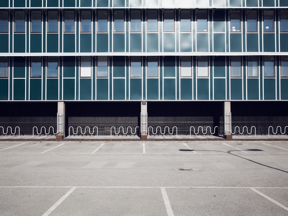 gray concrete framed glass building