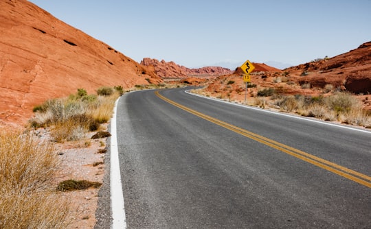 highway with signage in Valley of Fire State Park United States