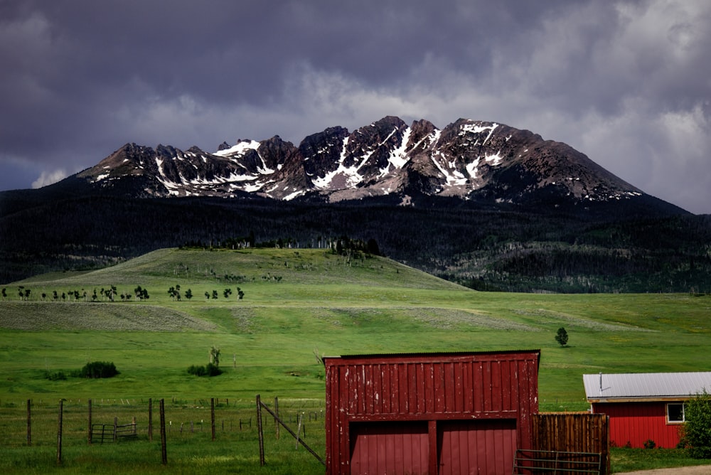 landscape photo of green grass field and mountain