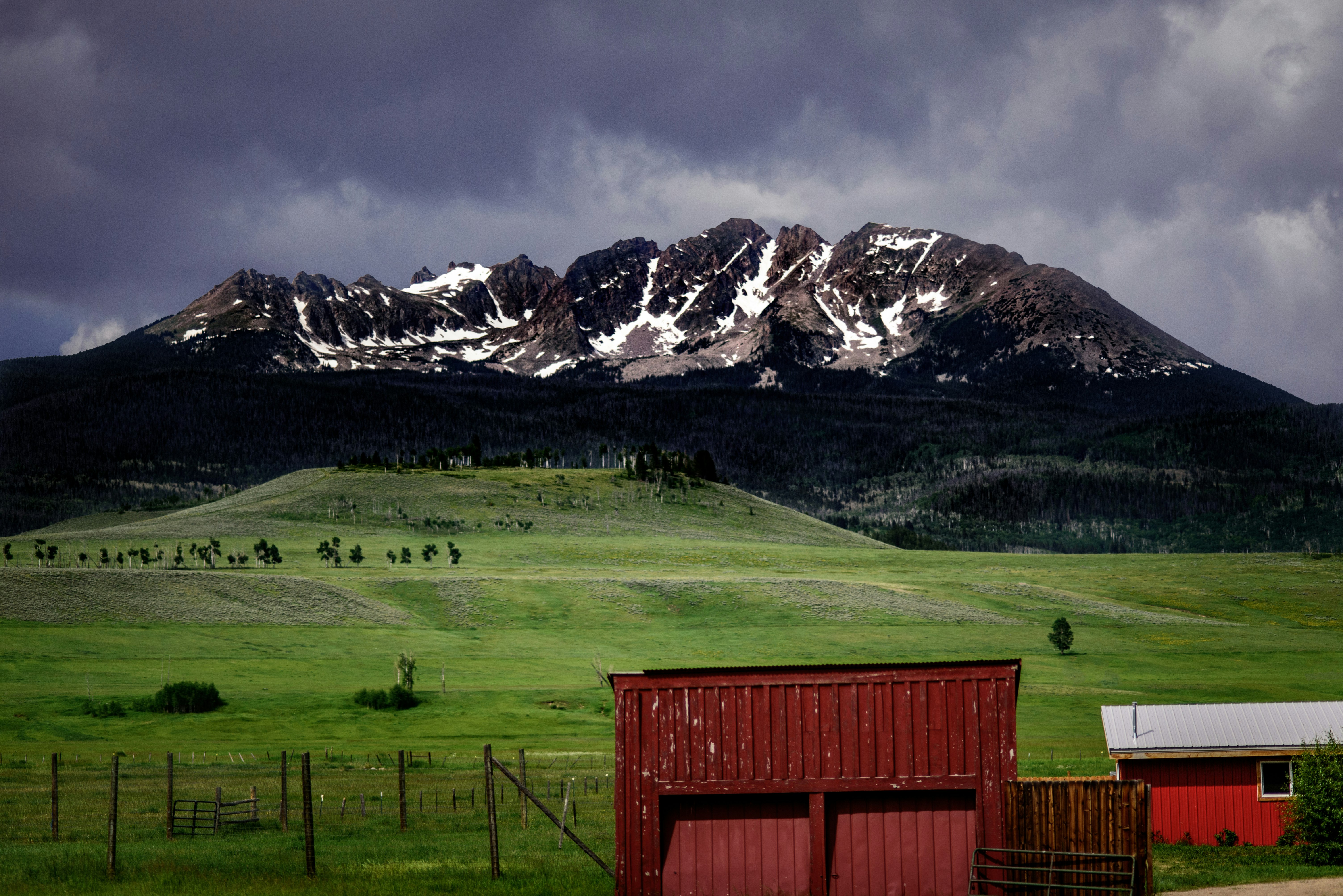 landscape photo of green grass field and mountain