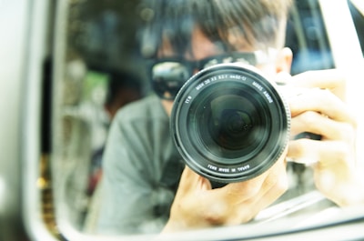 A close-up of a camera capturing a creative photoshoot.