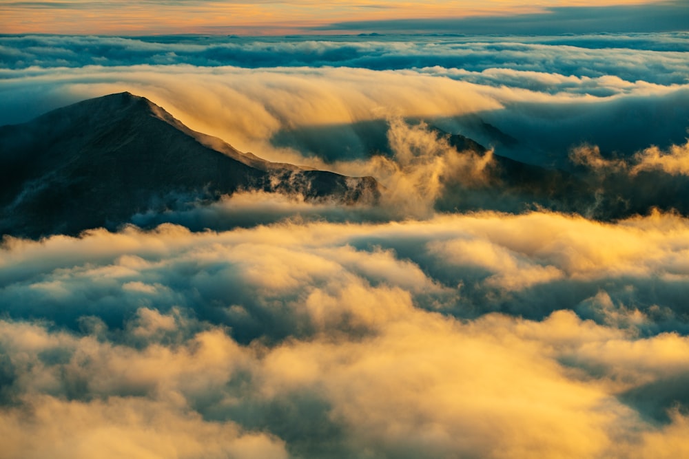 mountain with clouds