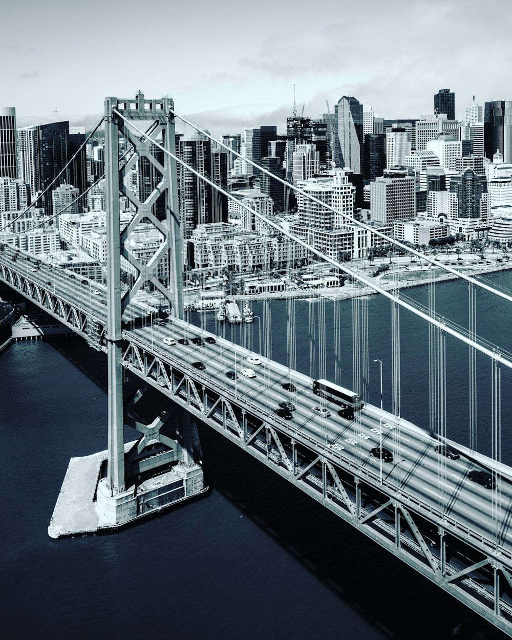 grayscale aerial photography of Golden Gate Bridge