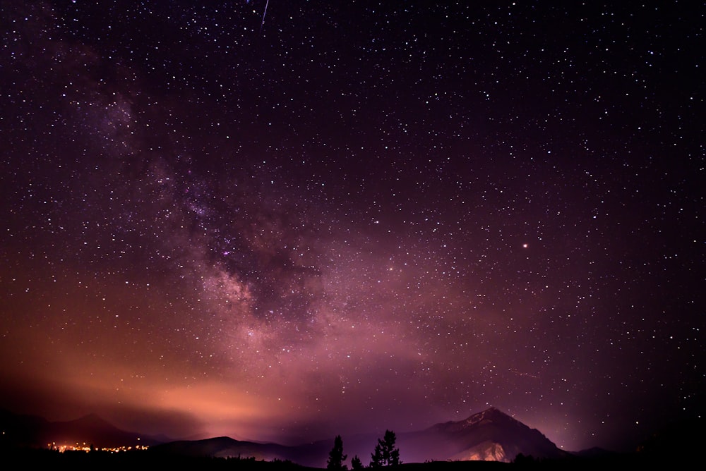 wormeye view photo of milky way