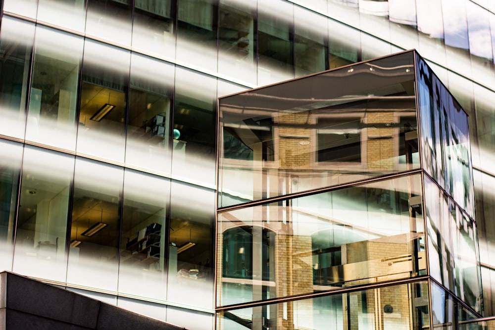 clear glass structure with black metal frames