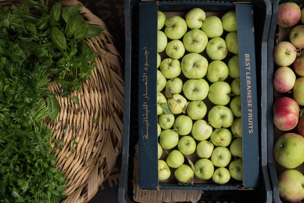 green fruit lot in box