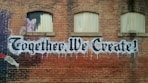 white and black Together We Create graffiti wall decor