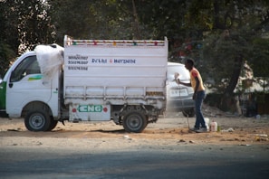 Service van parked outside a residence in Banjara Hills, Hyderabad