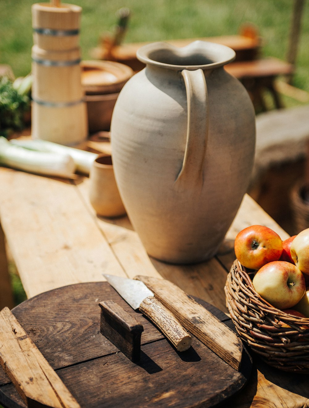 gray clay jar