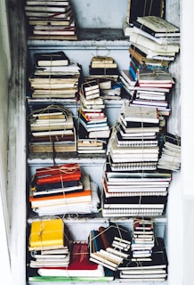 closeup photo of assorted-color book lot