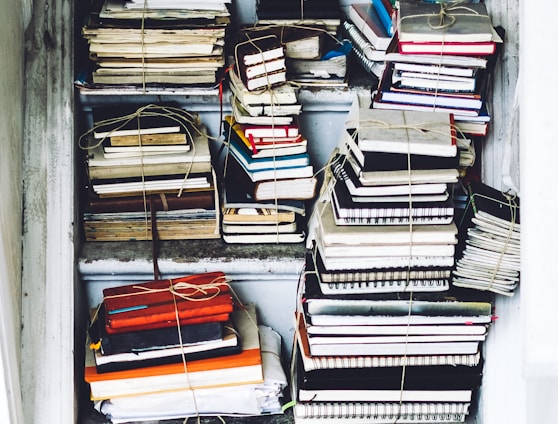 closeup photo of assorted-color book lot