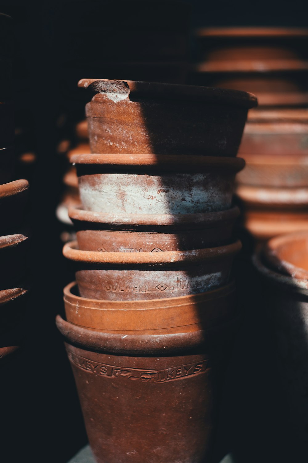 brown stack clay pot lot