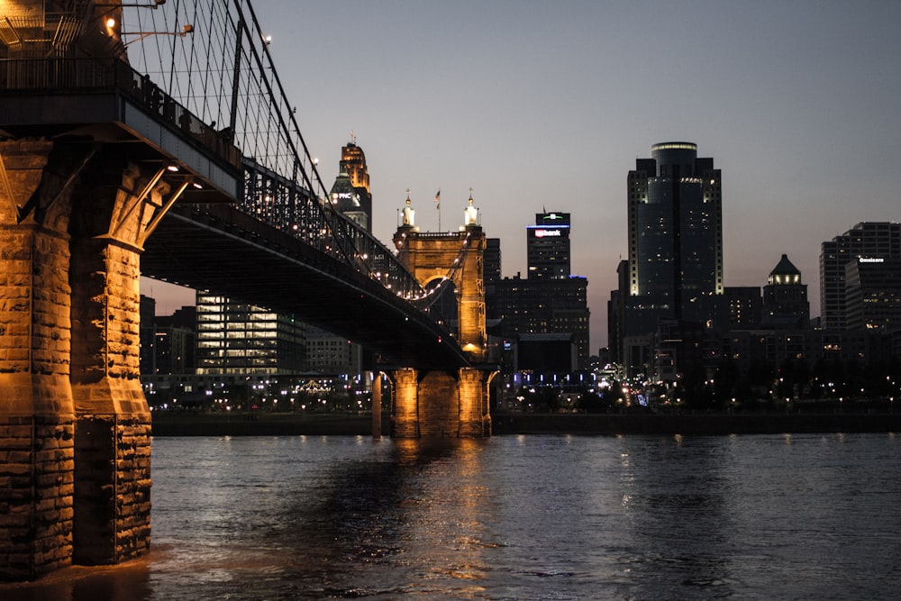 bridge at night low angle photography