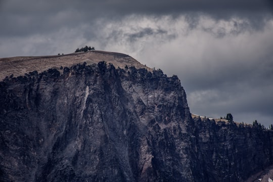 brown rock mountain in Crater Lake United States