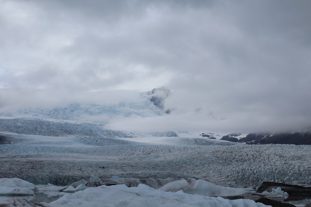 frozen hill during cloudy day