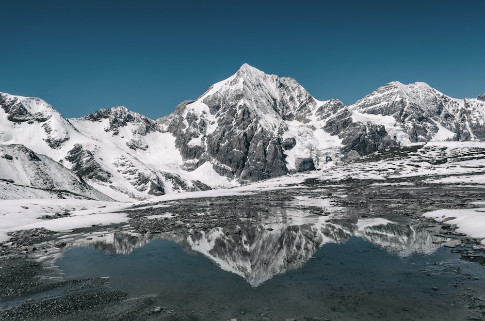 mountain coated with snow