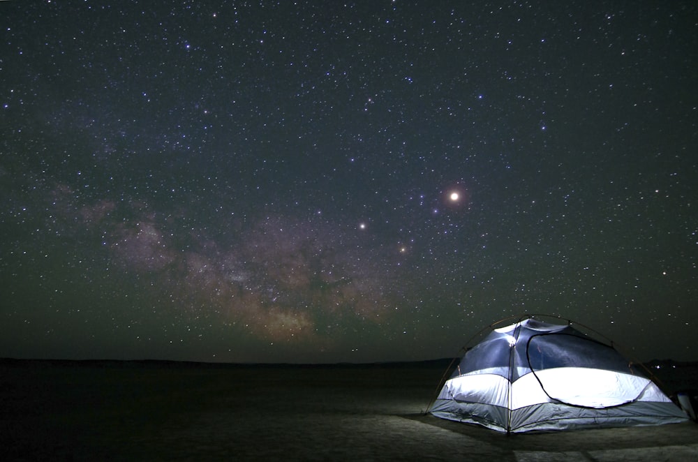 tent during night time