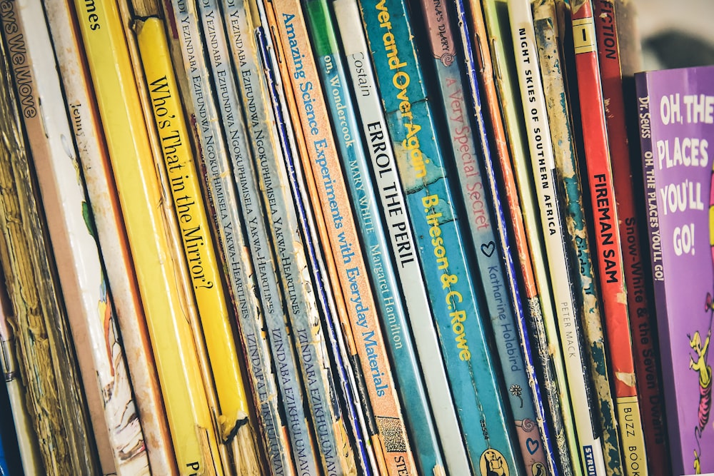 pile of assorted-title books