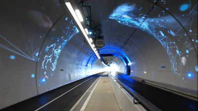 An underground tunnel project visualized with AI-enhanced structural modeling and real-time data integration.