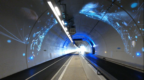 An underground tunnel project visualized with AI-enhanced structural modeling and real-time data integration.