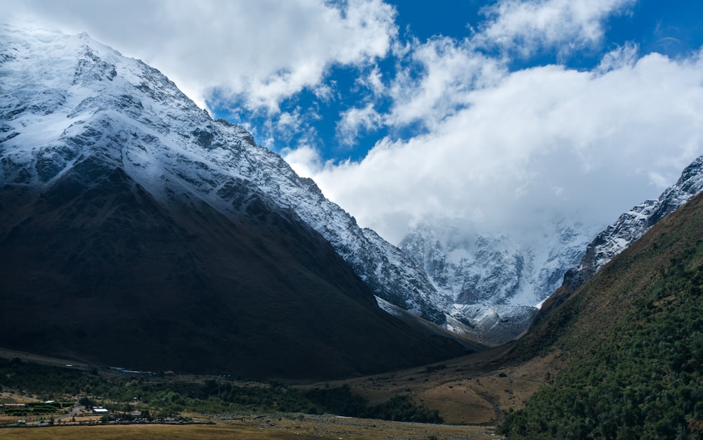 mountain tip covered with snow photo