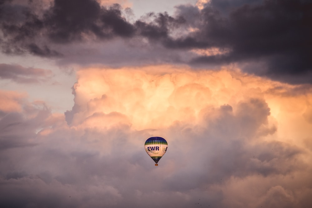 hot air balloon under the clouds