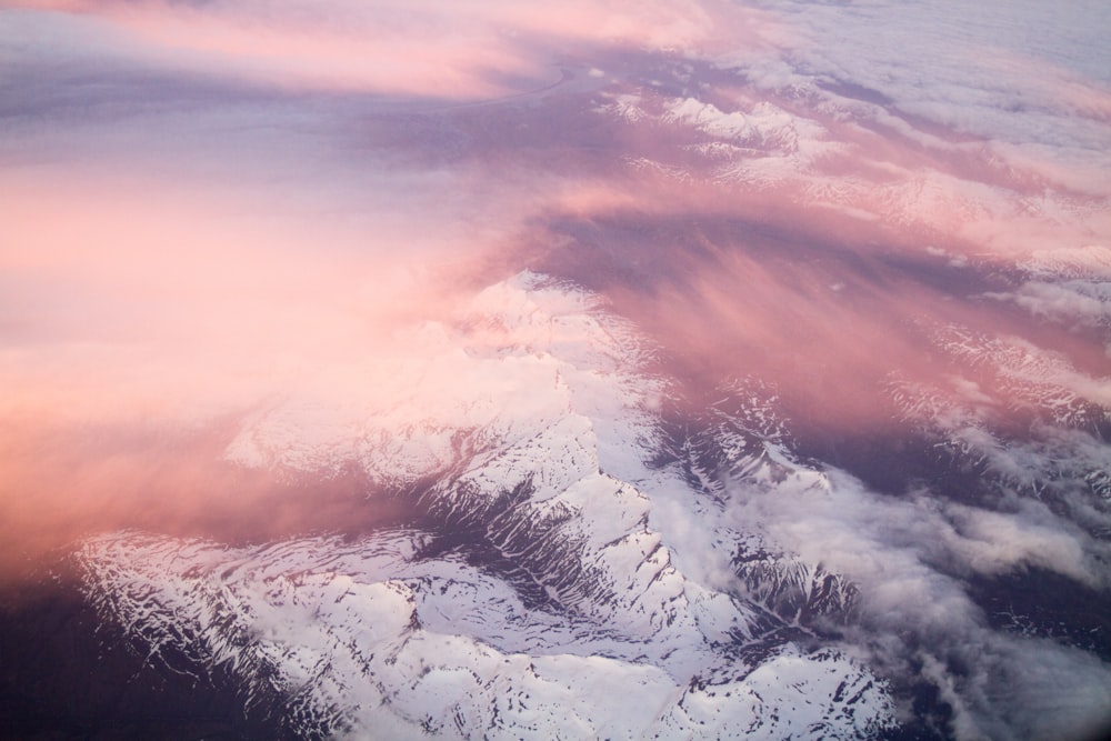 snow capped mountain aerial photography