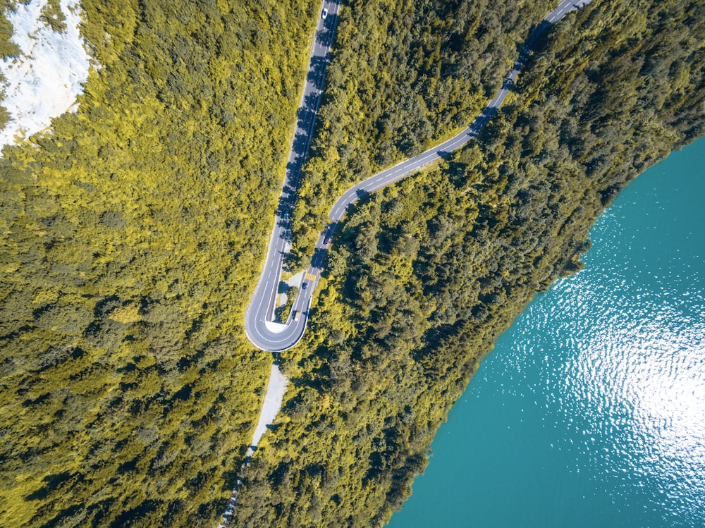 bird's eye view of highway