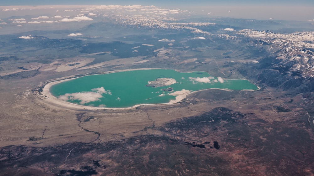 aerial photography of island at the center of island