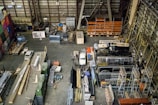 aerial photo of gray metal parts