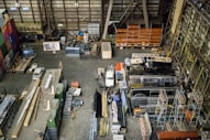 aerial photo of gray metal parts
