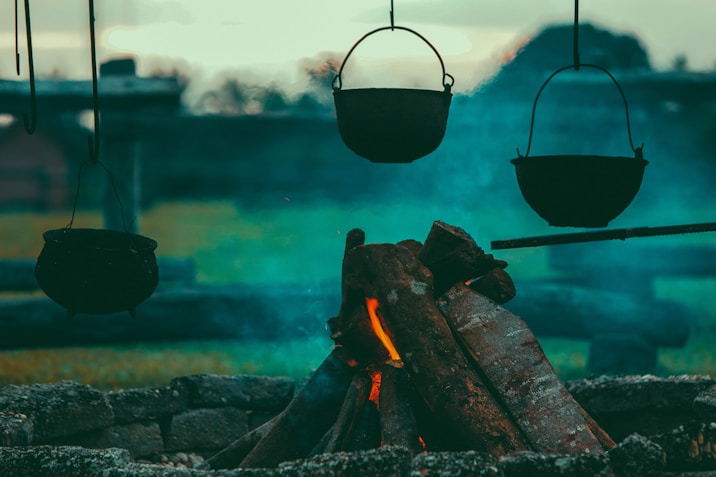 three hanging pots