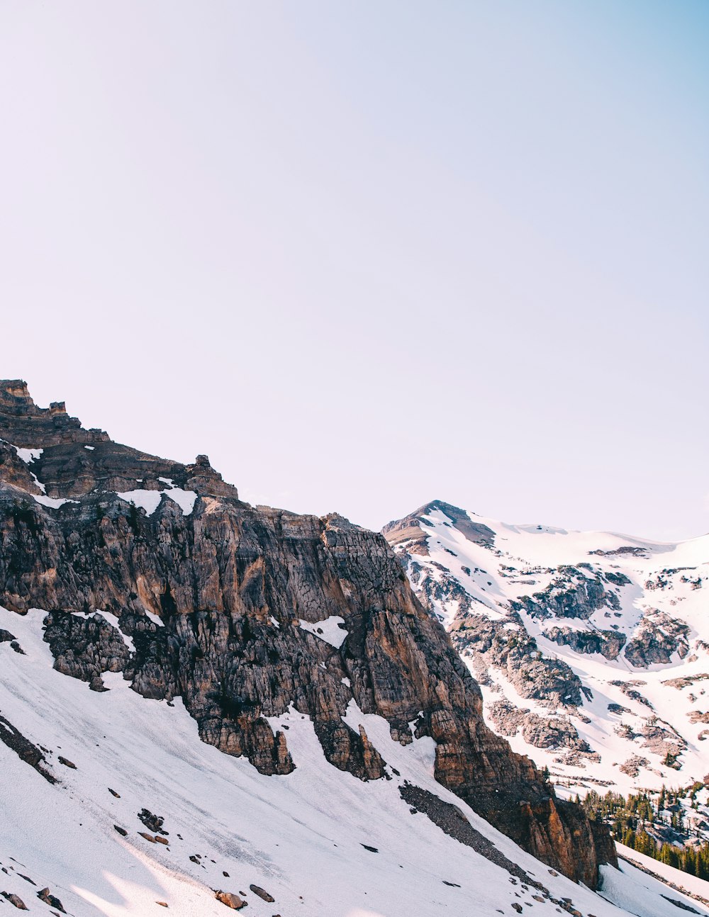 mountain covered by snow during daytime