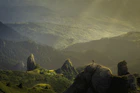 landscape photography of mountain hit by sun rays