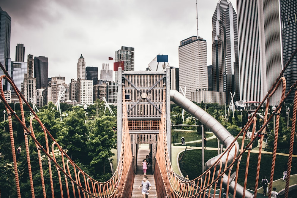 two people jogging on bridge