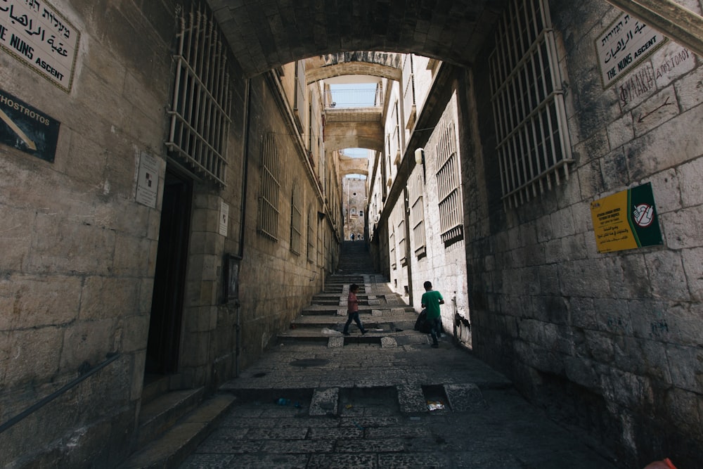 person walking on the stairs