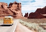 yellow Volkswagen van on road