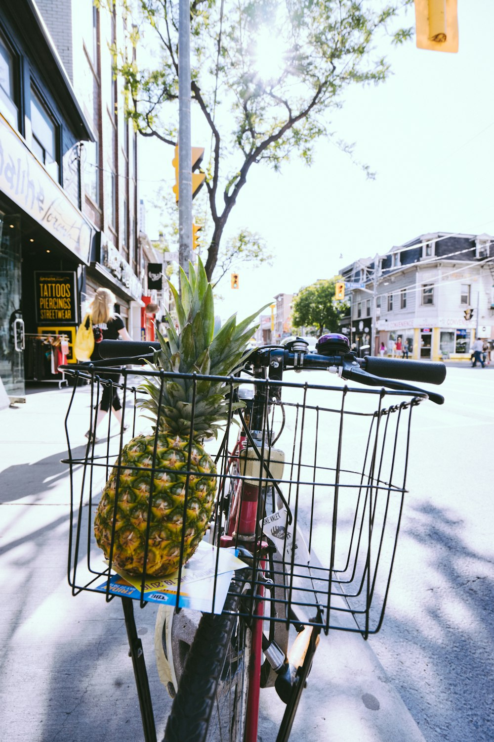 pineapple on black basket