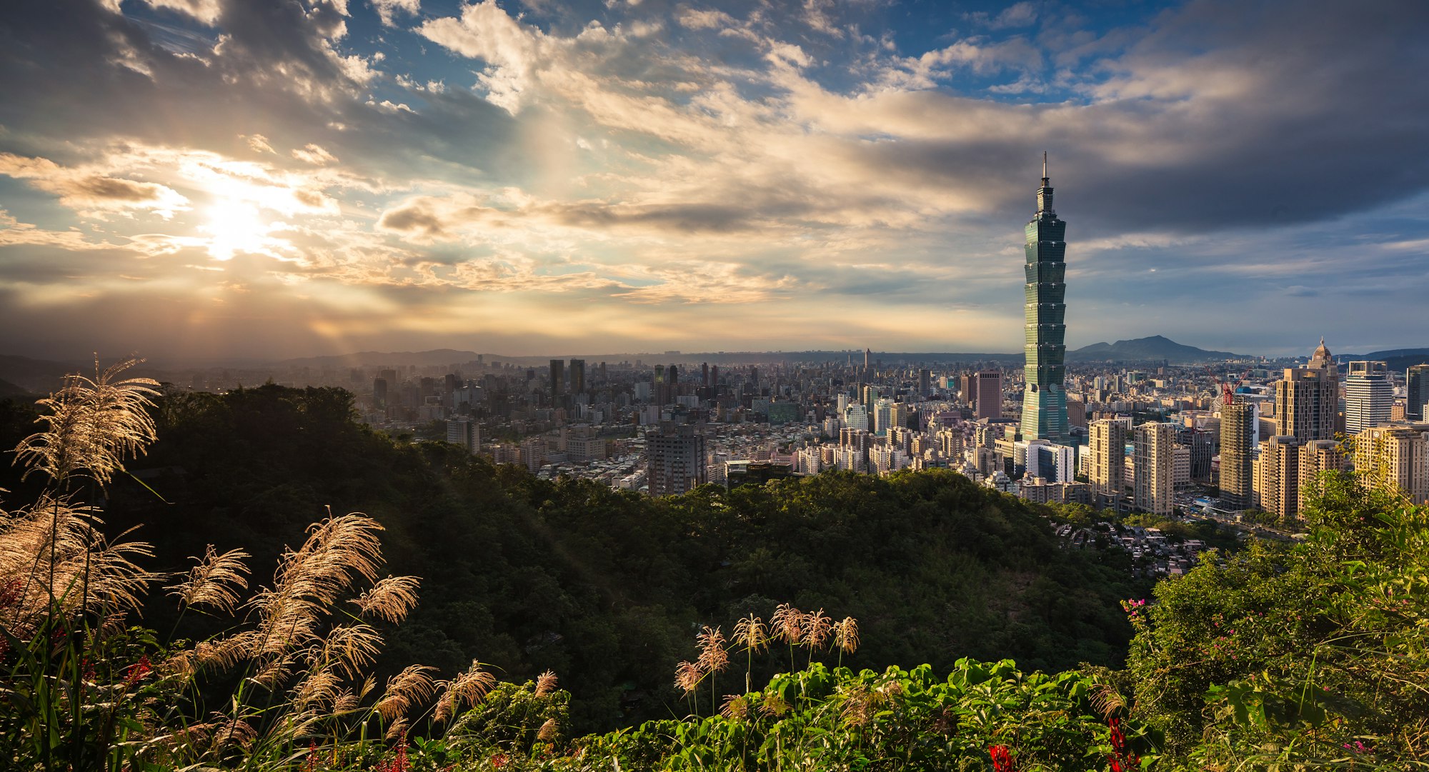 Sunset over Taipei City