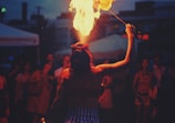 woman performing fire spitting