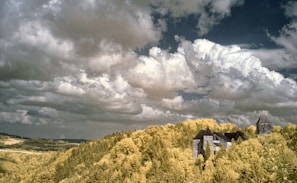 Epic landscape view from a fantasy world with moody skies and towering castles