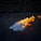 A pair of white sneakers is engulfed in flames against a dark background. The bright orange and yellow flames create a stark contrast with the shoes and the dimly lit setting.