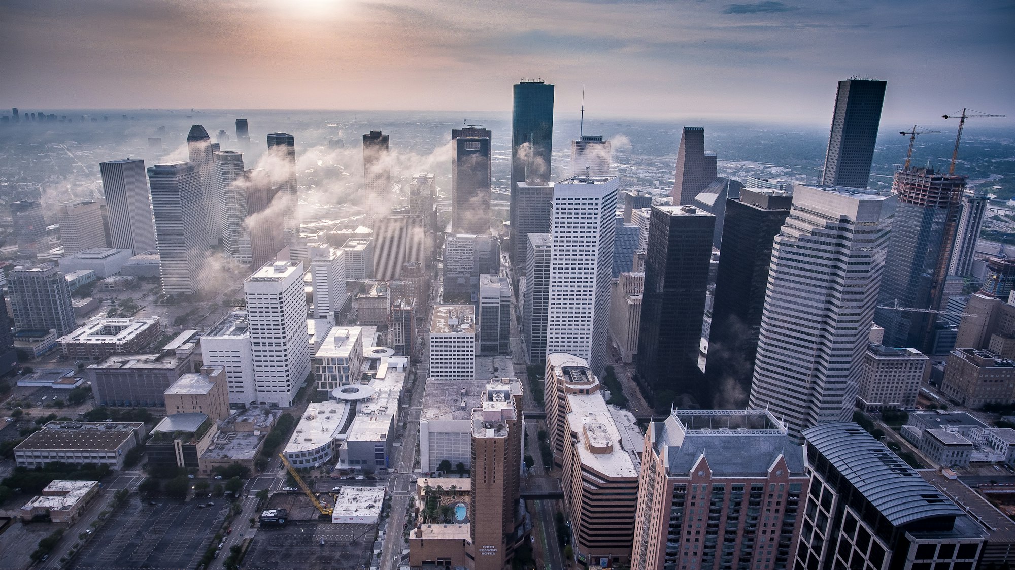 drone view of a city