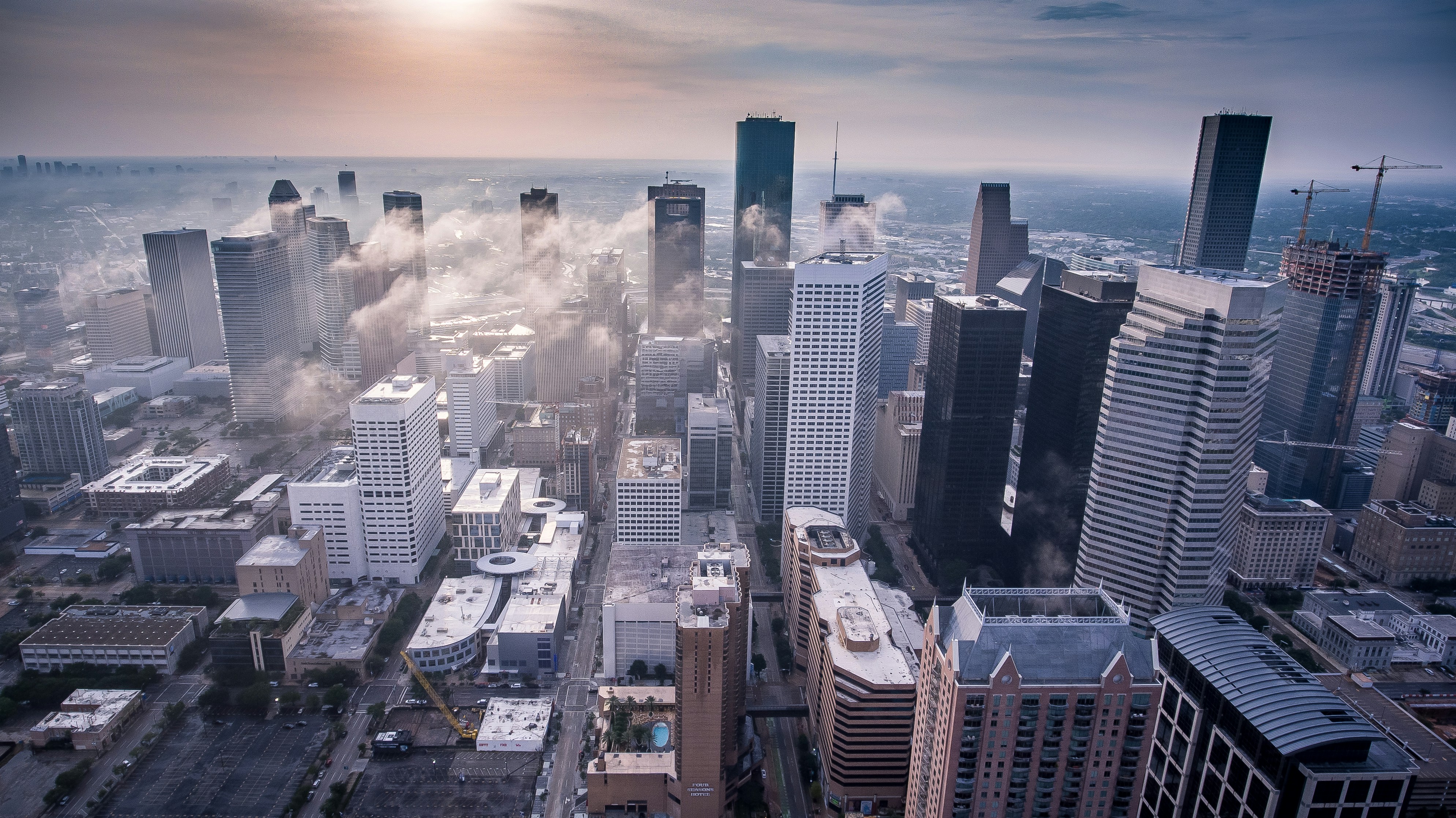 drone view of a city