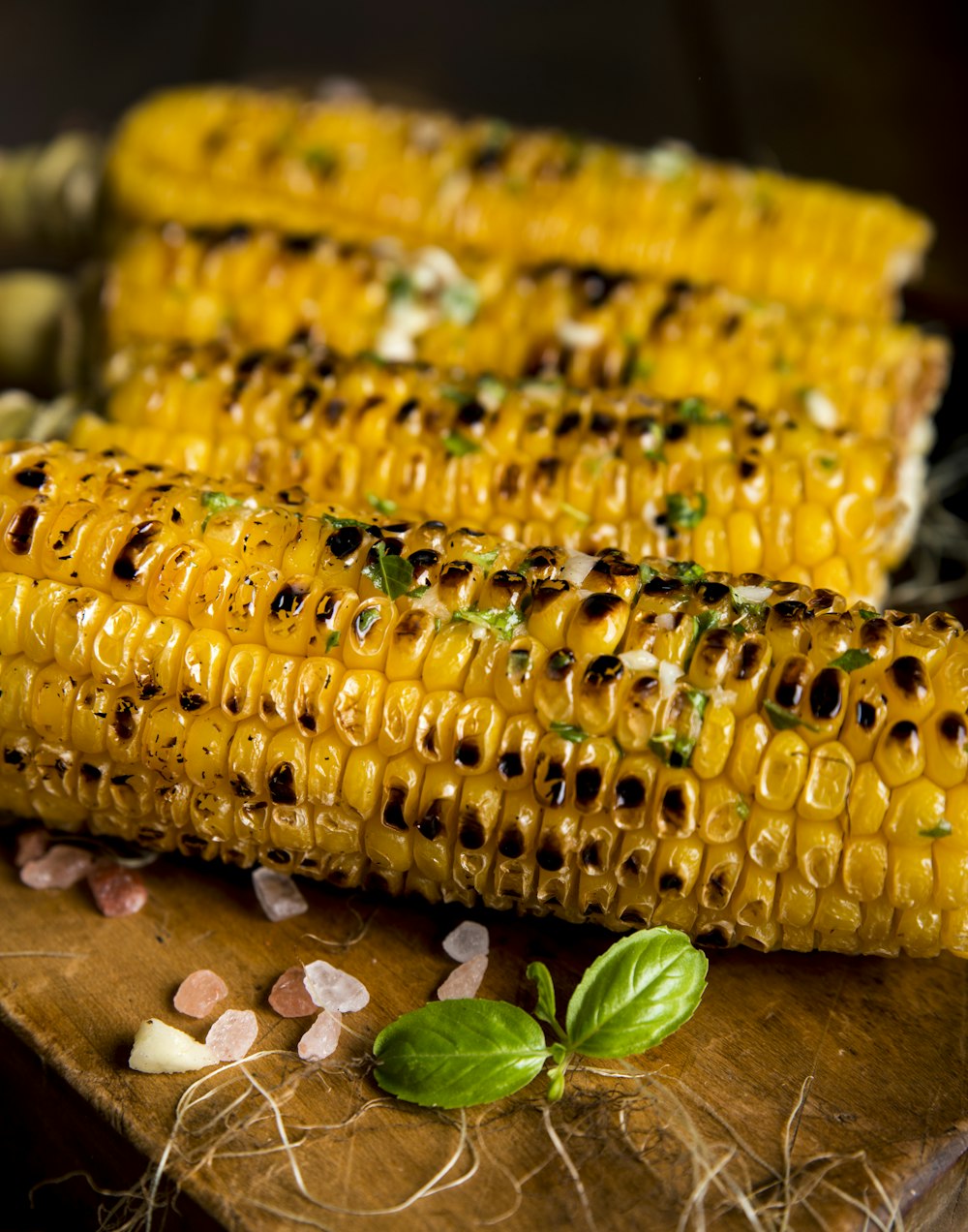 selective focus photography of grilled corns